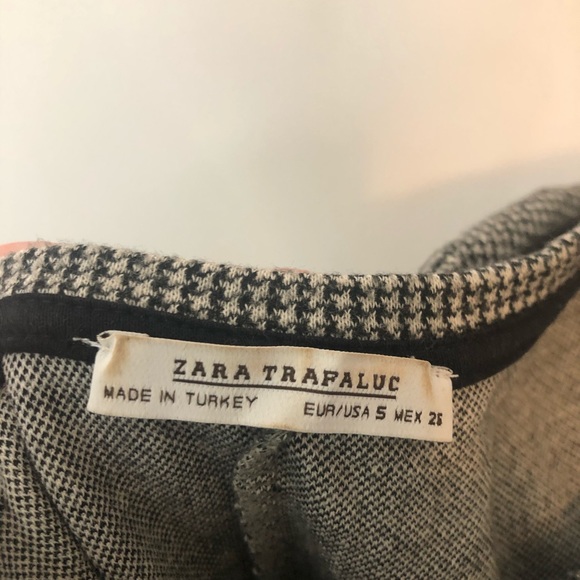 Zara Basic Gray White Wool Knit Checked Shift Dress - Size Small - Picture 3 of 4